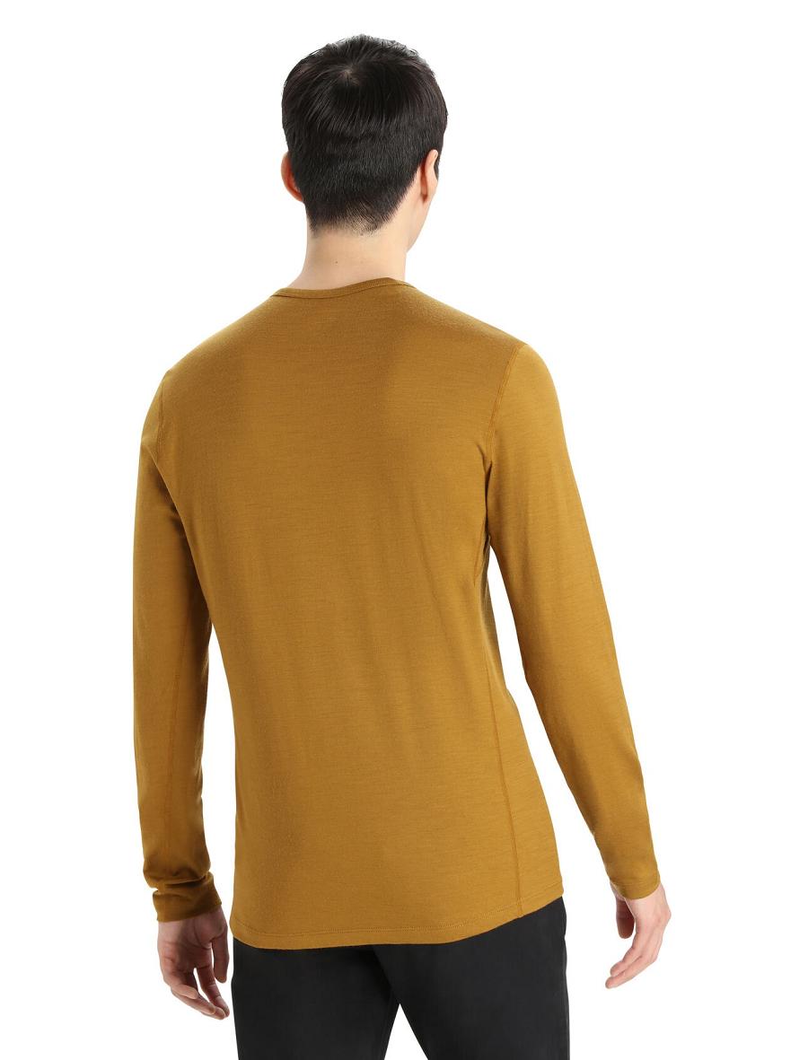 Men's Icebreaker Merino 200 Oasis Long Sleeve Crewe Ski Stripes Base Layers Clove | CA 1579VRWD